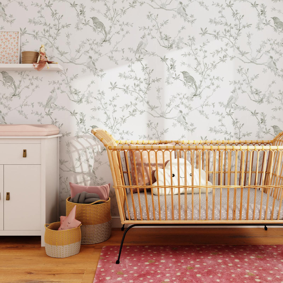 Papier peint intissé Faustine Vert de gris