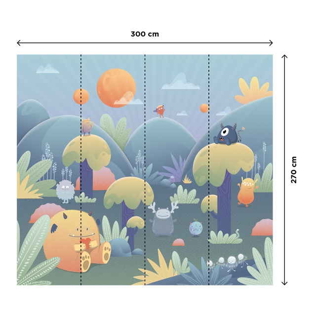 Papier peint panoramique XL MONSTER PARADISE 300 x 270 cm