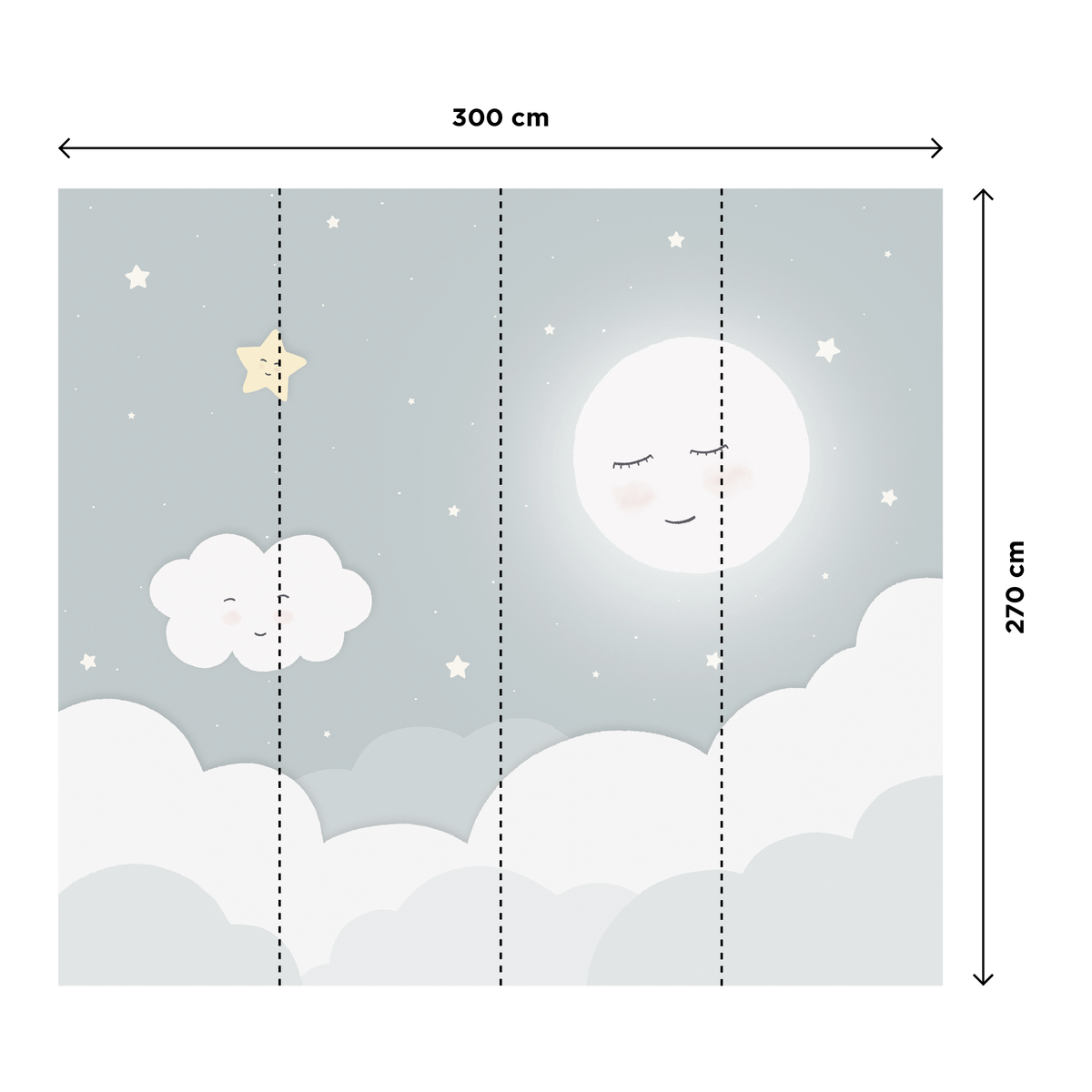 4MURS Papier peint panoramique XL Louna Bleu glacier Mat