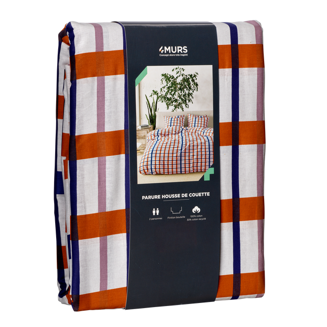 Parure de lit en toile de coton CASSAN rouge 240 x 220 cm