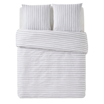4MURS Parure de lit en toile de coton Brush stripes Gris