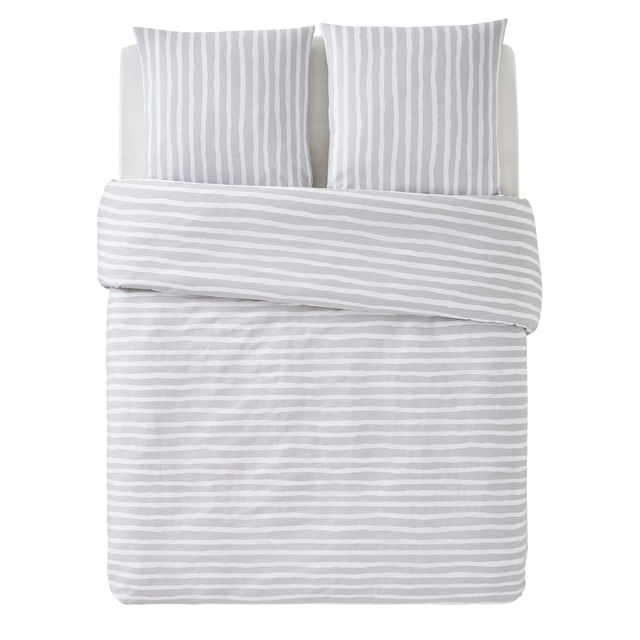 Parure de lit en toile de coton BRUSH STRIPES gris 240 x 220 cm