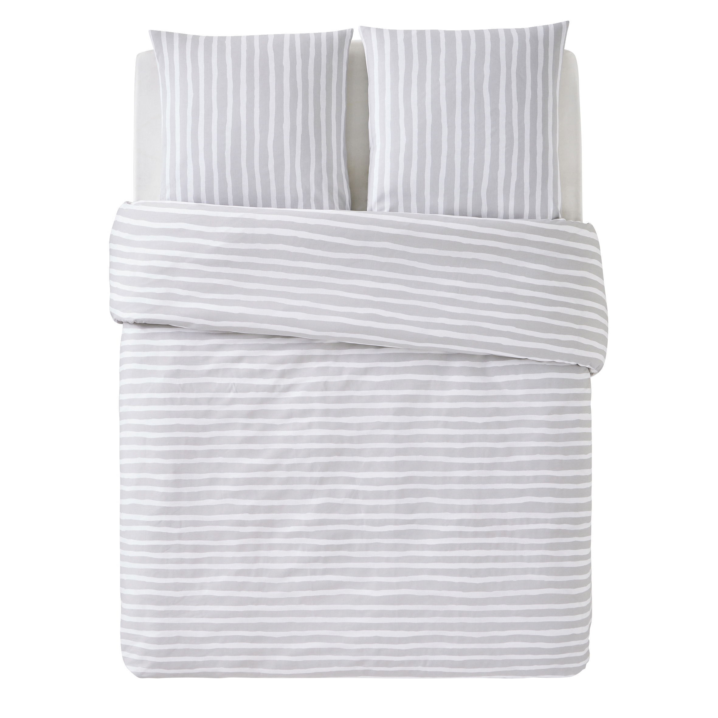 4MURS Parure de lit en toile de coton Brush stripes Gris