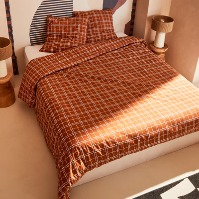 4MURS Parure de lit en toile de coton Crafted check Camel