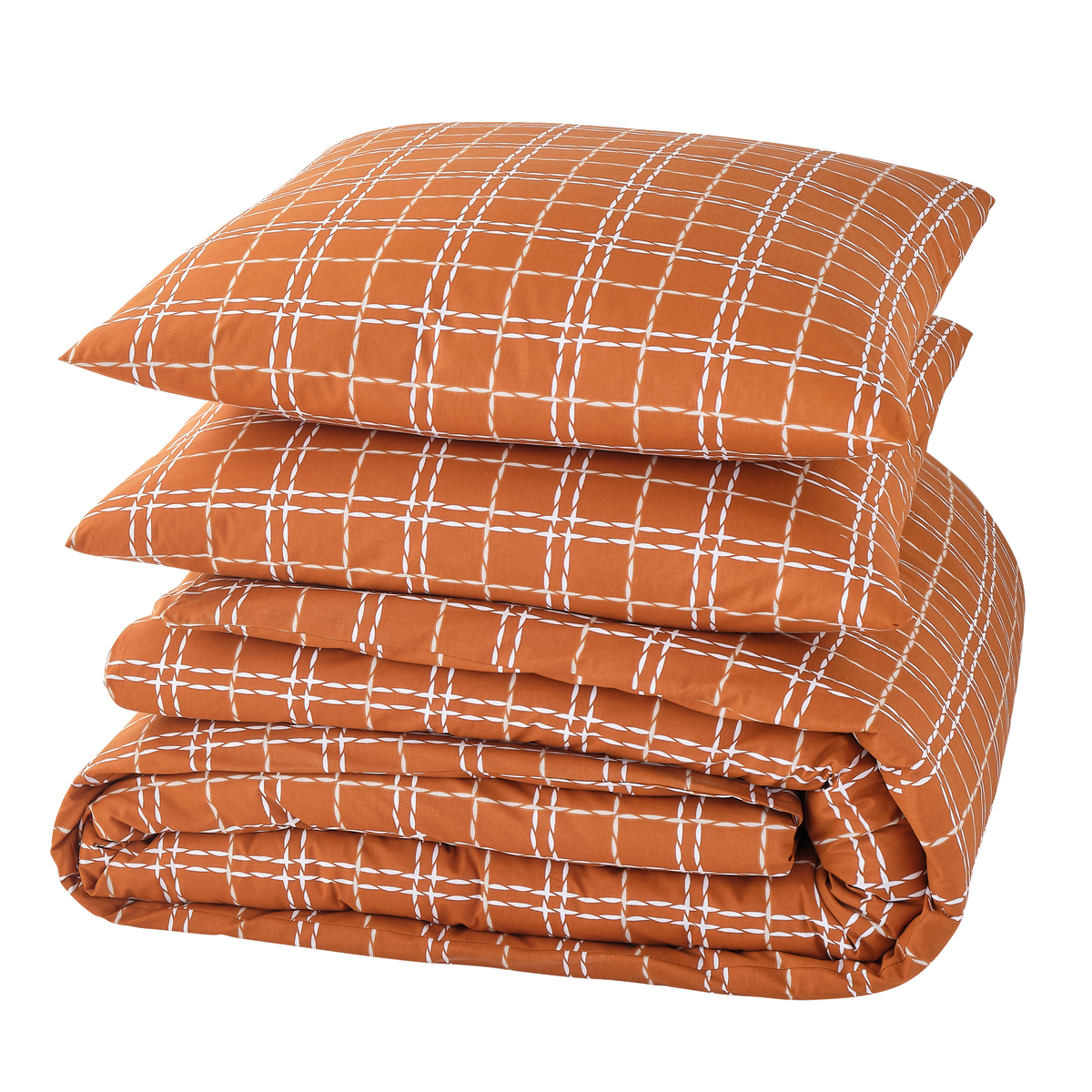 4MURS Parure de lit en toile de coton Crafted check Camel