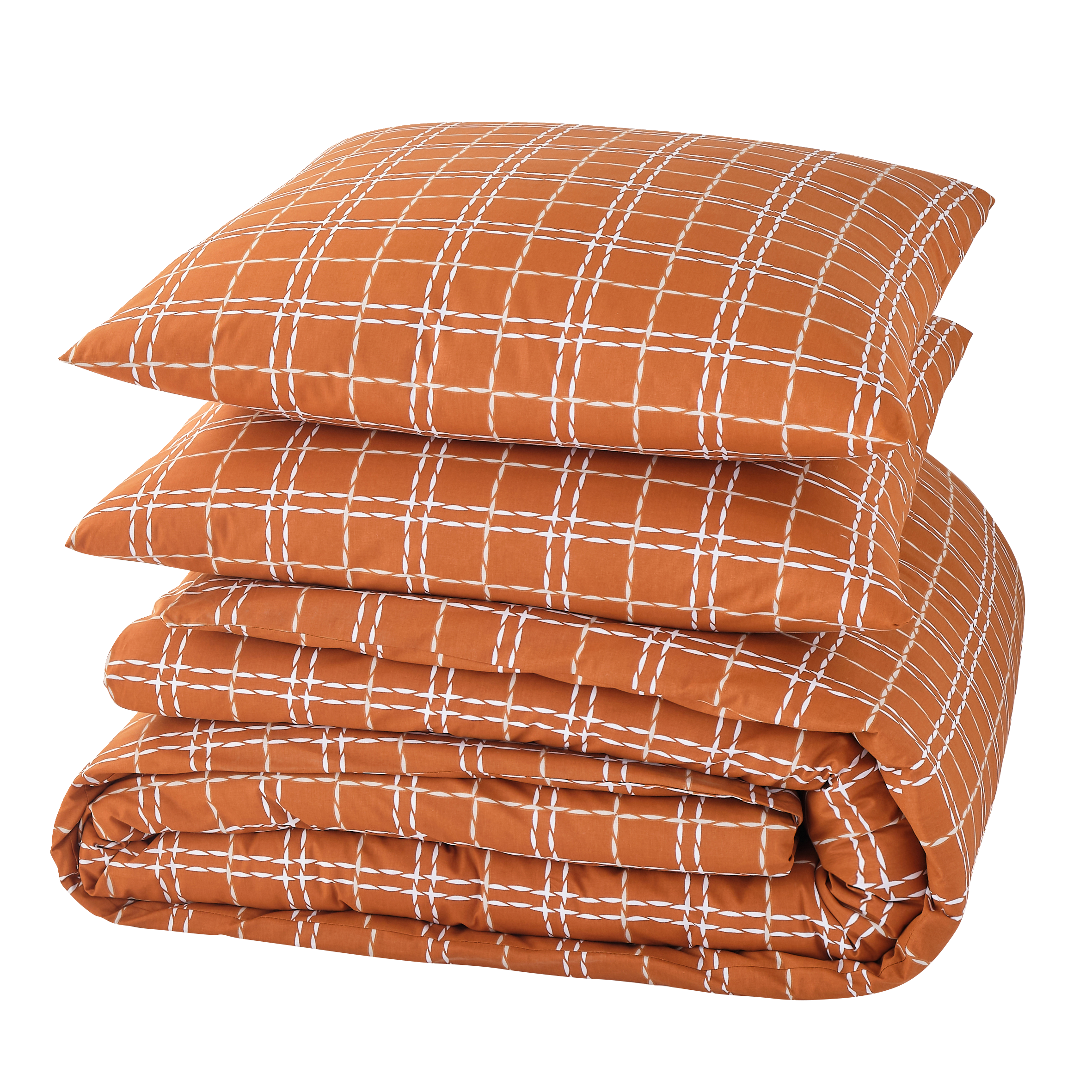 4MURS Parure de lit en toile de coton Crafted check Camel