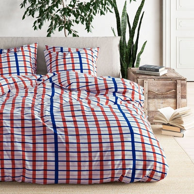 4MURS Parure de lit en toile de coton Cassan Rouge