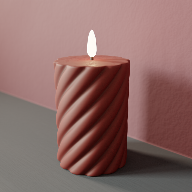 Bougie LED VOLUTA coloris bordeaux diamètre 7,5 cm