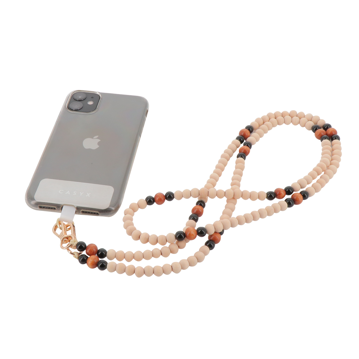 CASYX Cordon de téléphone Universel perles imperiales Beige