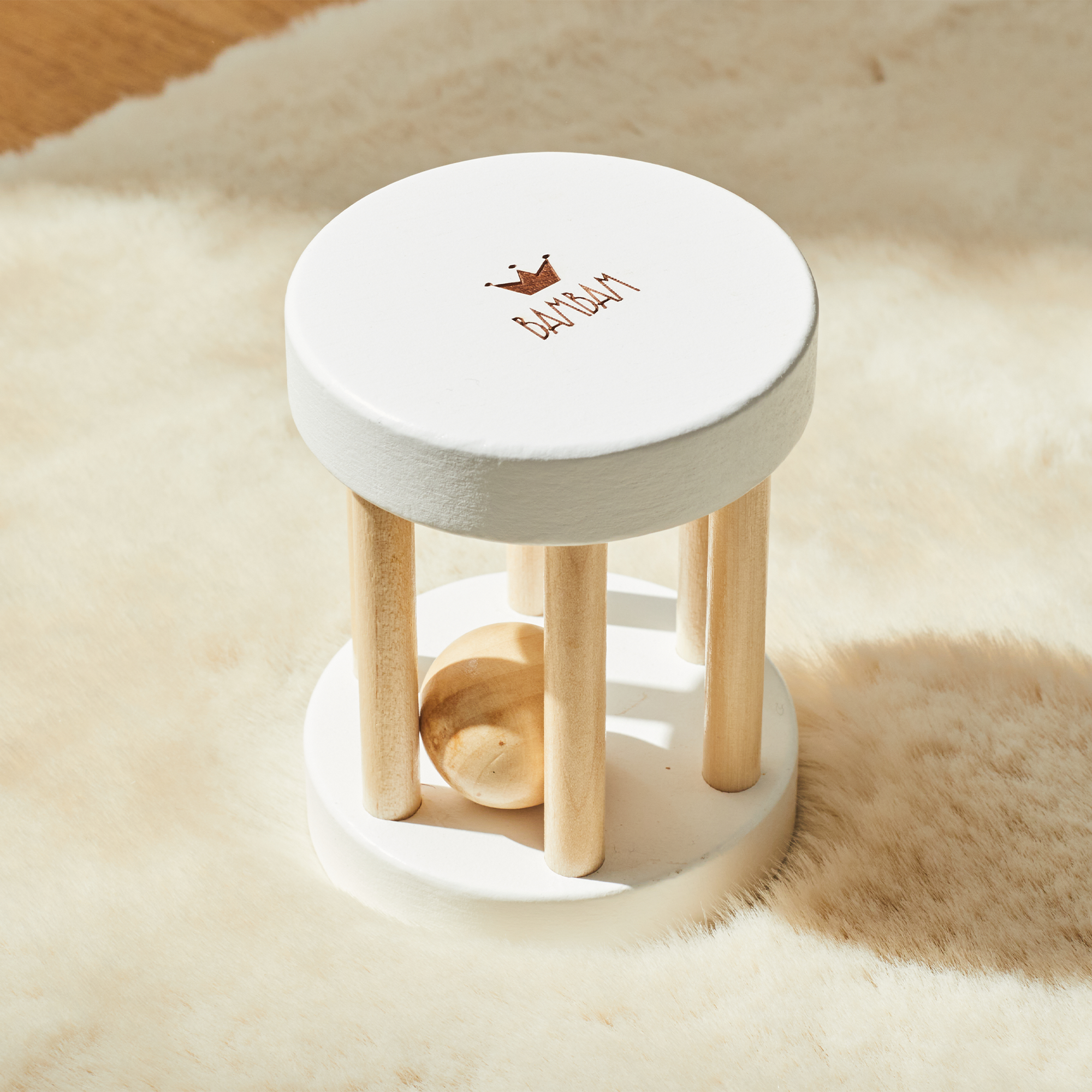 BAMBAM Hochet Bam Beige, blanc