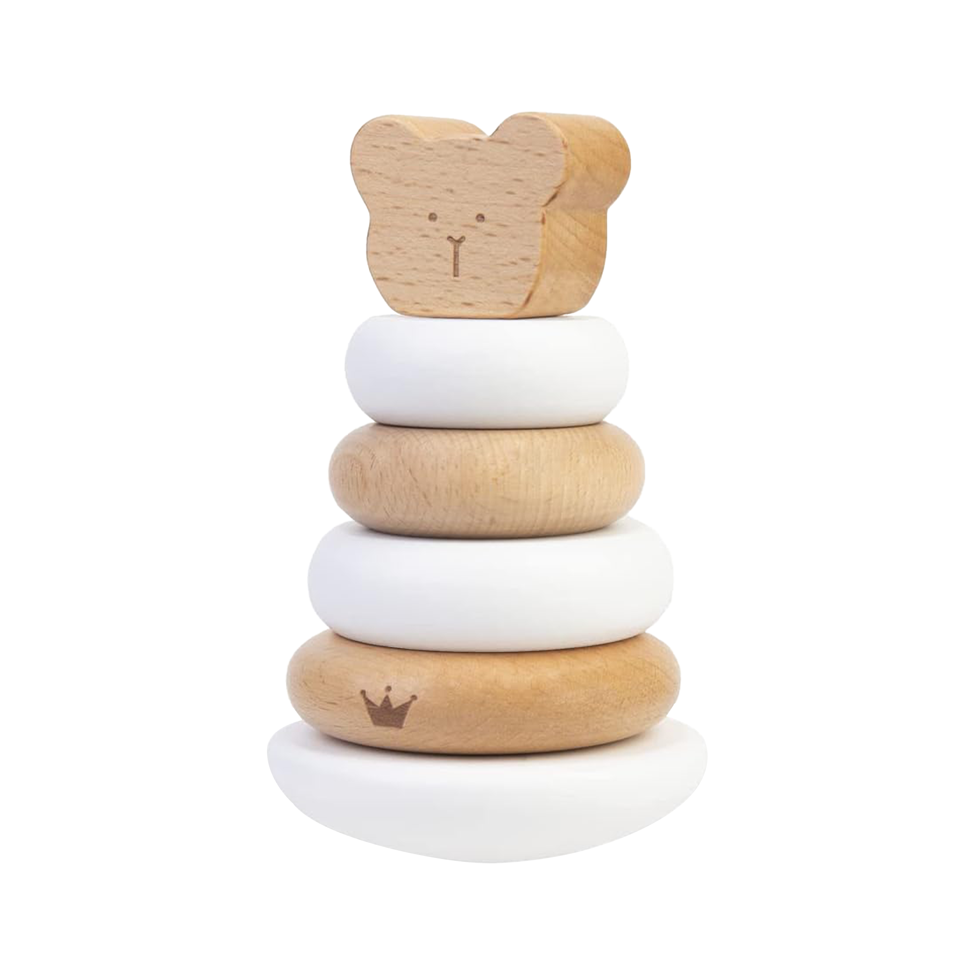 BAMBAM Jeu éducatif Empileur bancal ours Beige, blanc