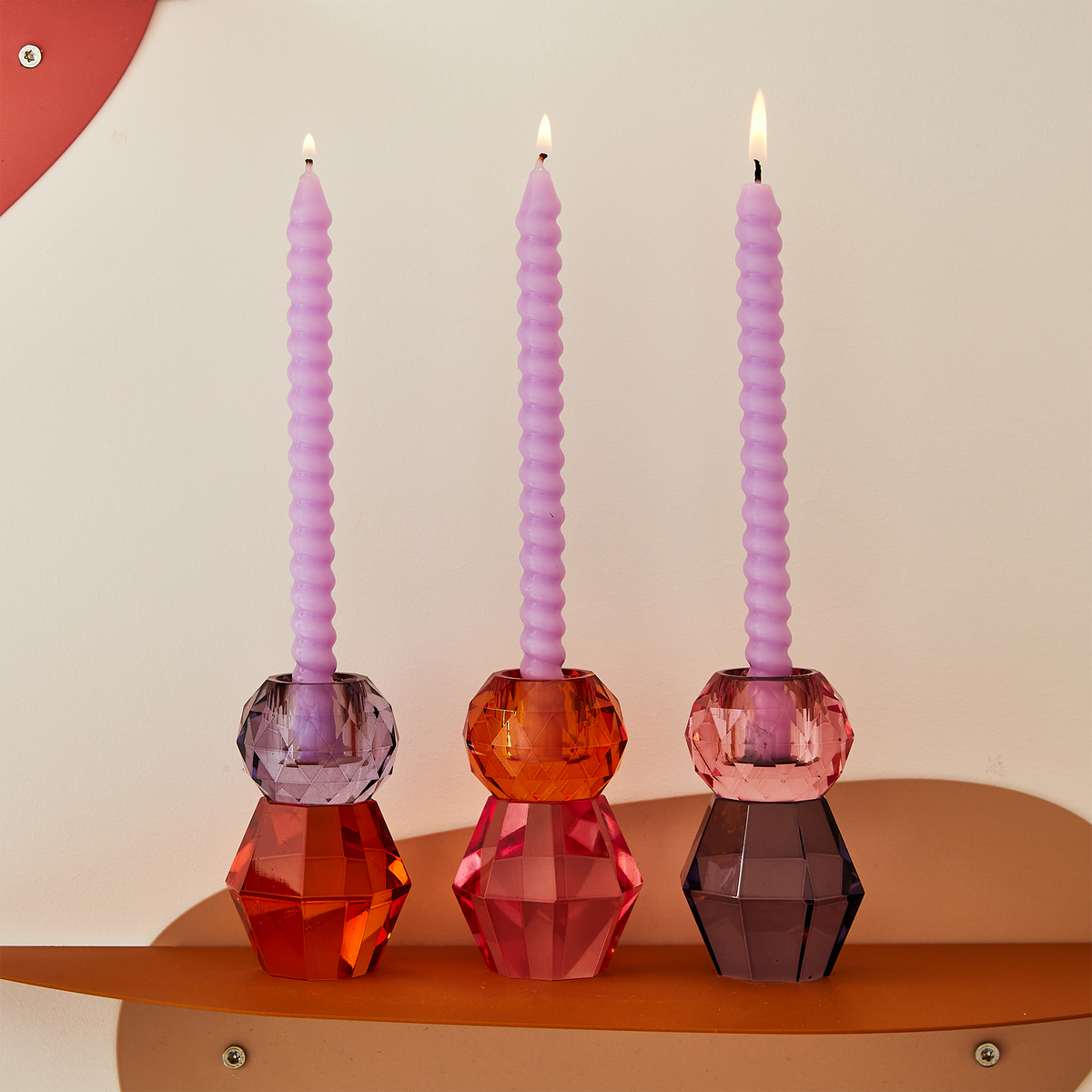 Bougeoir Kolloni Orange, violet, rose