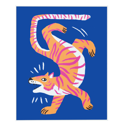 4MURS Tableau Happy tiger Bleu et orange