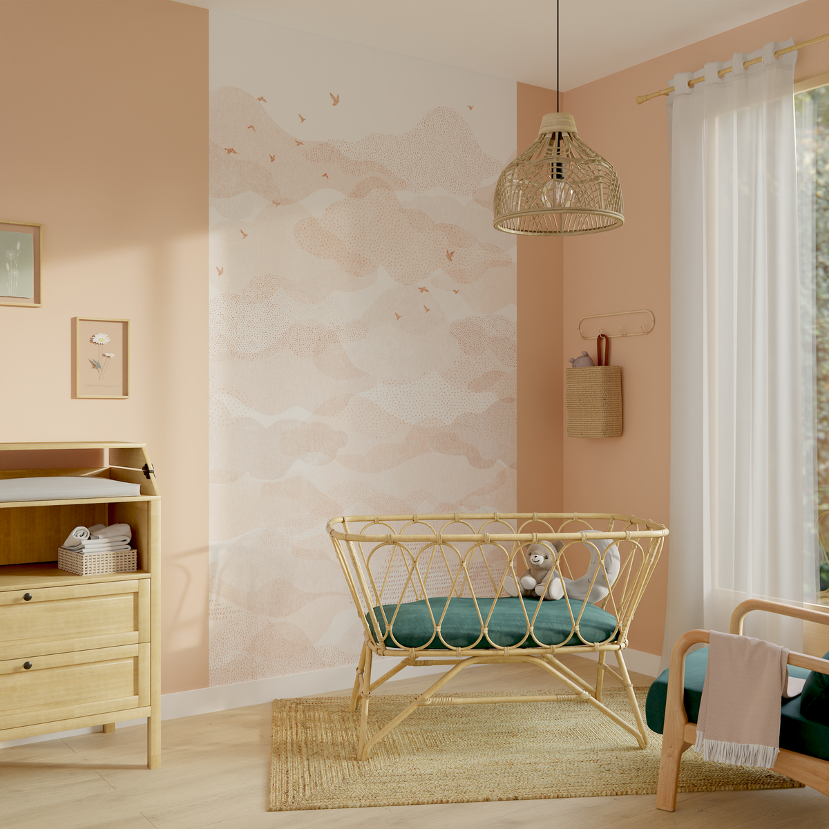 4MURS Papier peint panoramique L Nebula Rose poudré Satiné