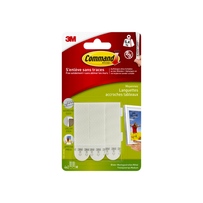 3M Fixation murale 3m languettes tableau moyen modele Blanc