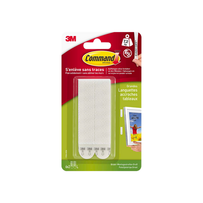 3M Fixation murale 3m languettes tableau grand modele Blanc