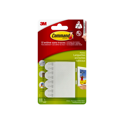 3M Fixation murale 3m languettes tableau petit modele Blanc