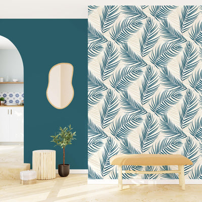 Papier peint intissé Bertille Bleu paon