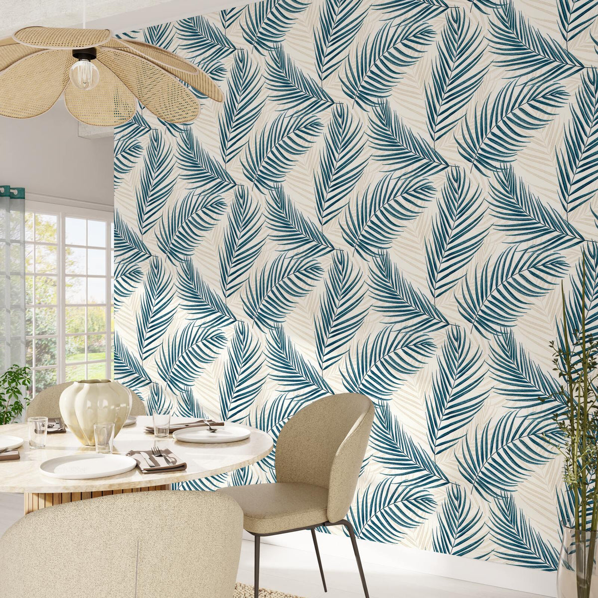 Papier peint intissé Bertille Bleu paon