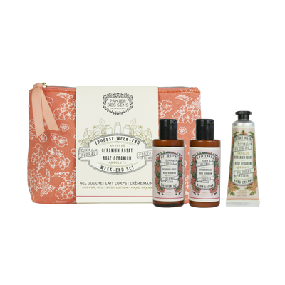 PANIER DES SENS Coffret cosmétique Trousse week-end géranium Rose Géranium 170ML