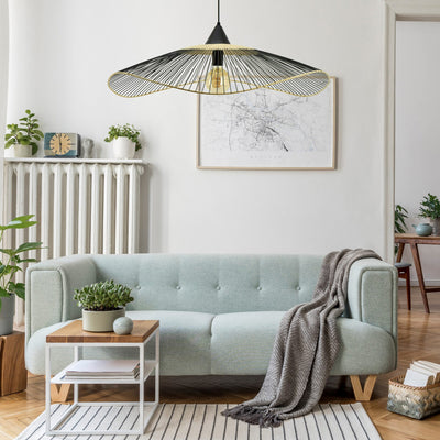 Suspension Vagala rattan Noir