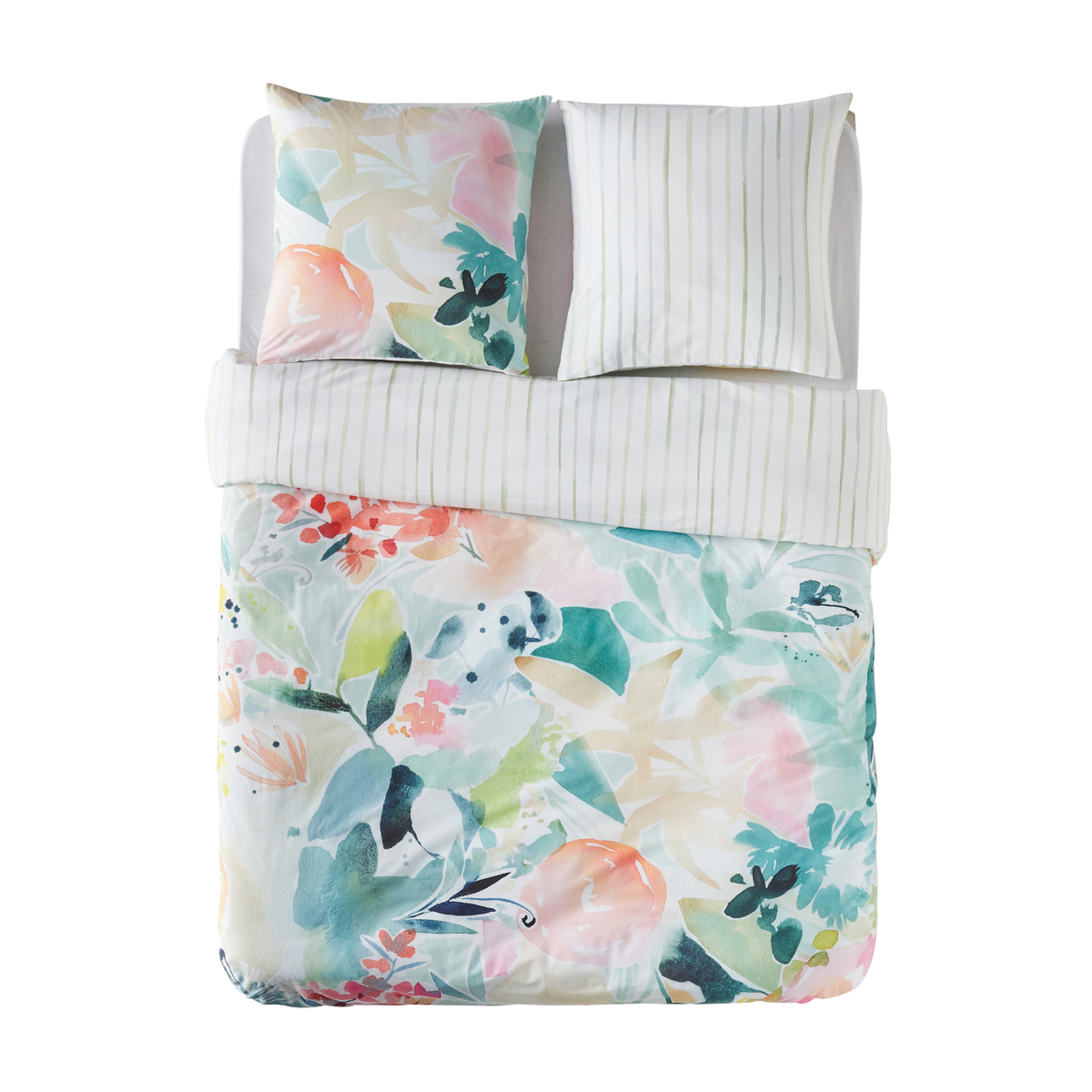 4MURS Parure de lit en percale de coton Aquarella Multicolore