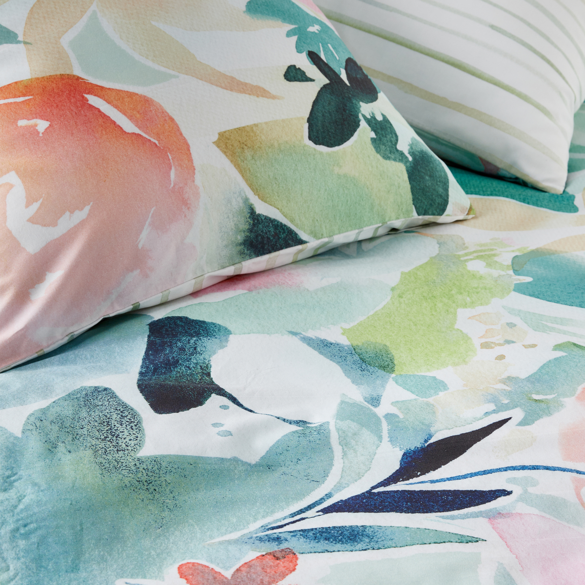 4MURS Parure de lit en percale de coton Aquarella Multicolore