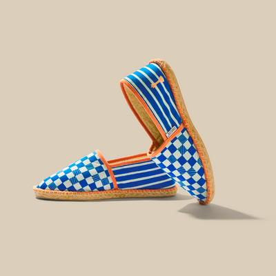 PAYOTE Espadrilles Dame yeah 39 Bleu électrique galon orange pop