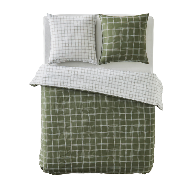 Parure de lit en percale de coton GABRIEL vert 240 x 220 cm