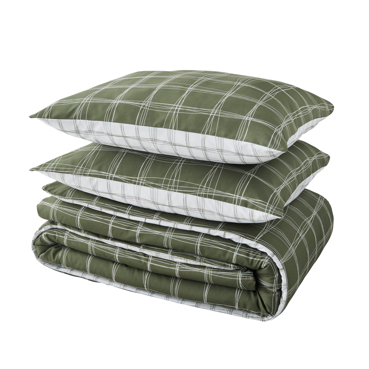 4MURS Parure de lit en percale de coton Gabriel Vert