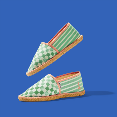 PAYOTE Espadrilles Dame yeah 40 Vert olivier galon rose corail