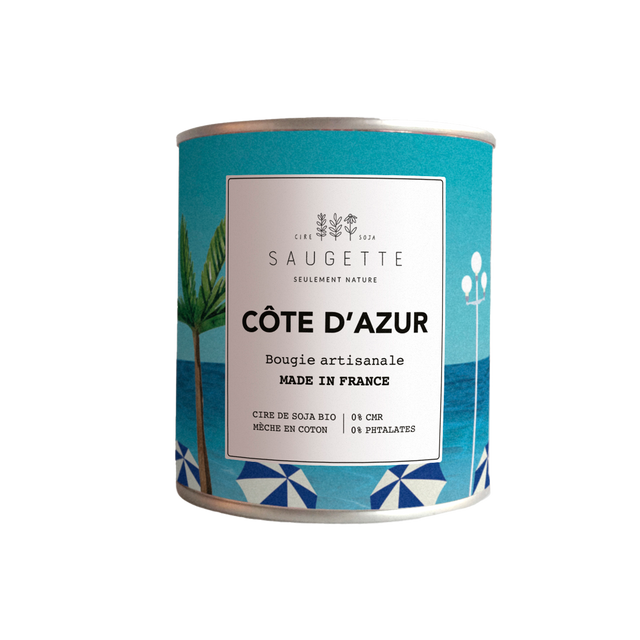 Saugette Bougie parfumée CÔTE D'AZUR melon et de fleurs d’oranger, de jasmin et de roses sur un fond boisé adouci de vanille et de musc