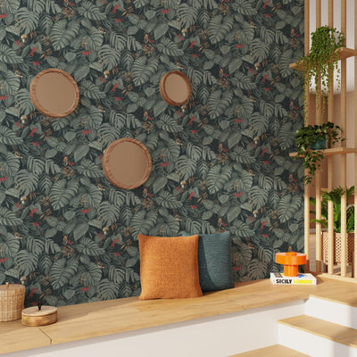 4MURS Papier peint intissé Abigael Vert givré