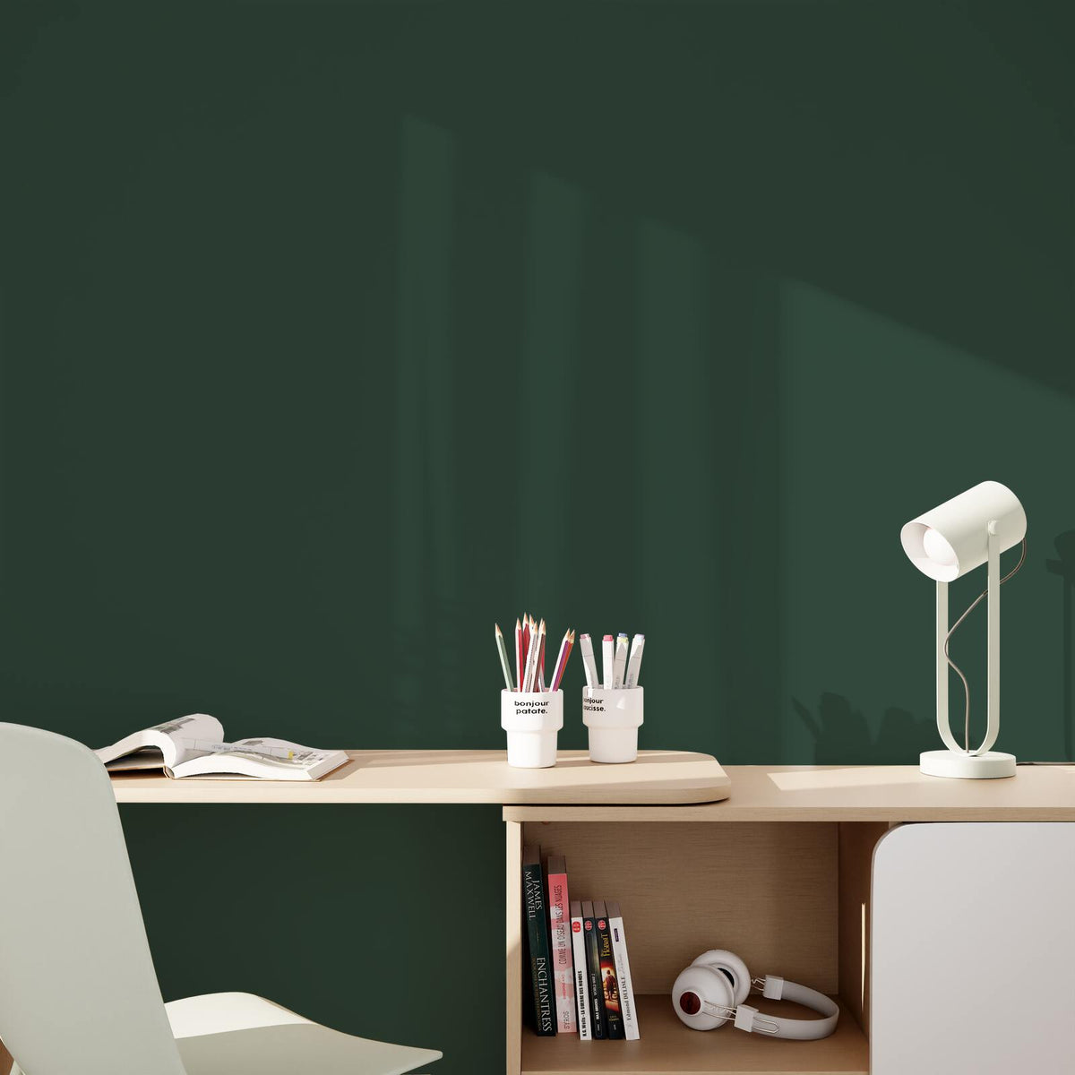 4MURS Papier peint intissé Opal Vert sapin Lisse