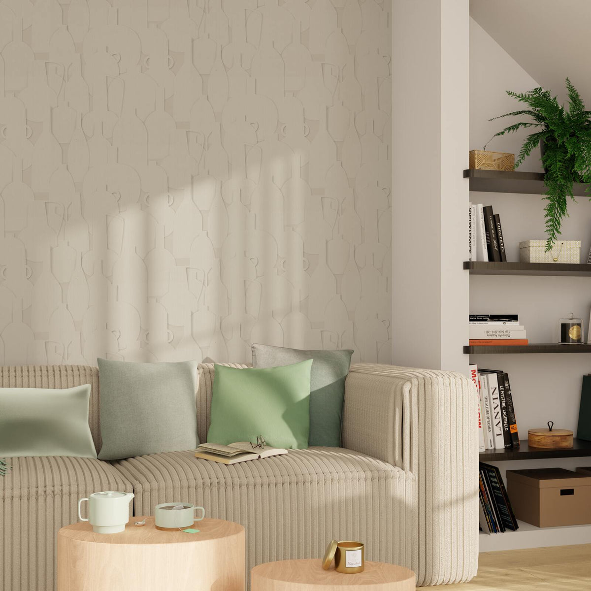 4MURS Papier peint intissé Jarres Beige clair