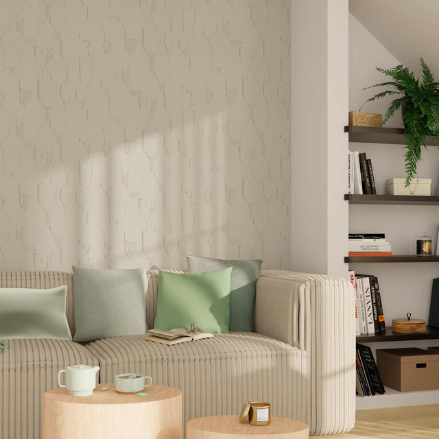 4MURS Papier peint intissé JARRES coloris beige clair