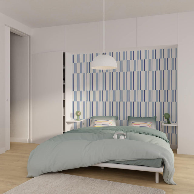 4MURS Papier peint intissé MARINE coloris bleu fumée