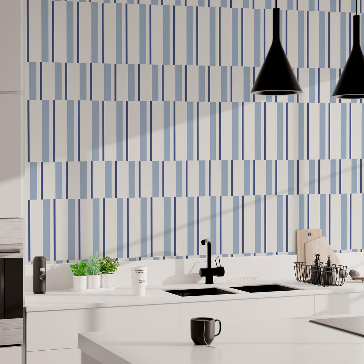 4MURS Papier peint intissé Marine Bleu fumée