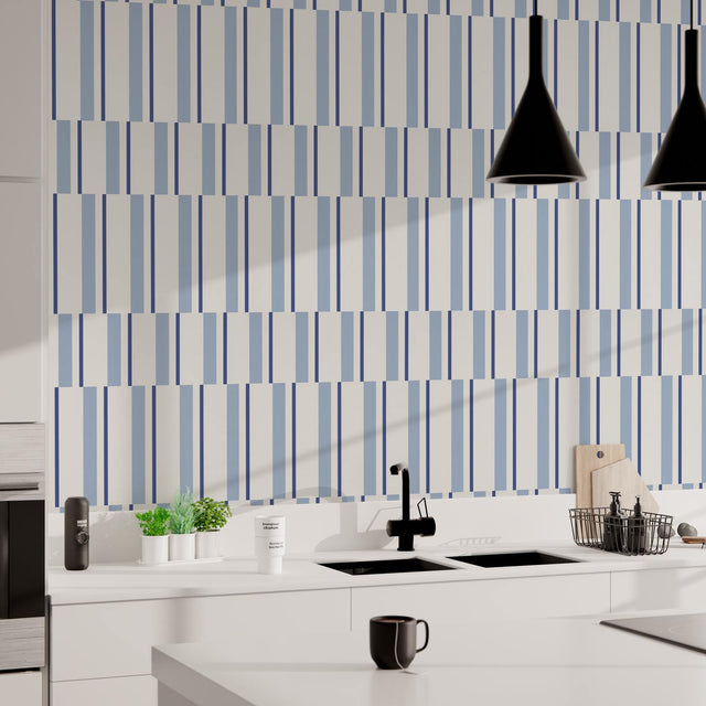 4MURS Papier peint intissé MARINE coloris bleu fumée