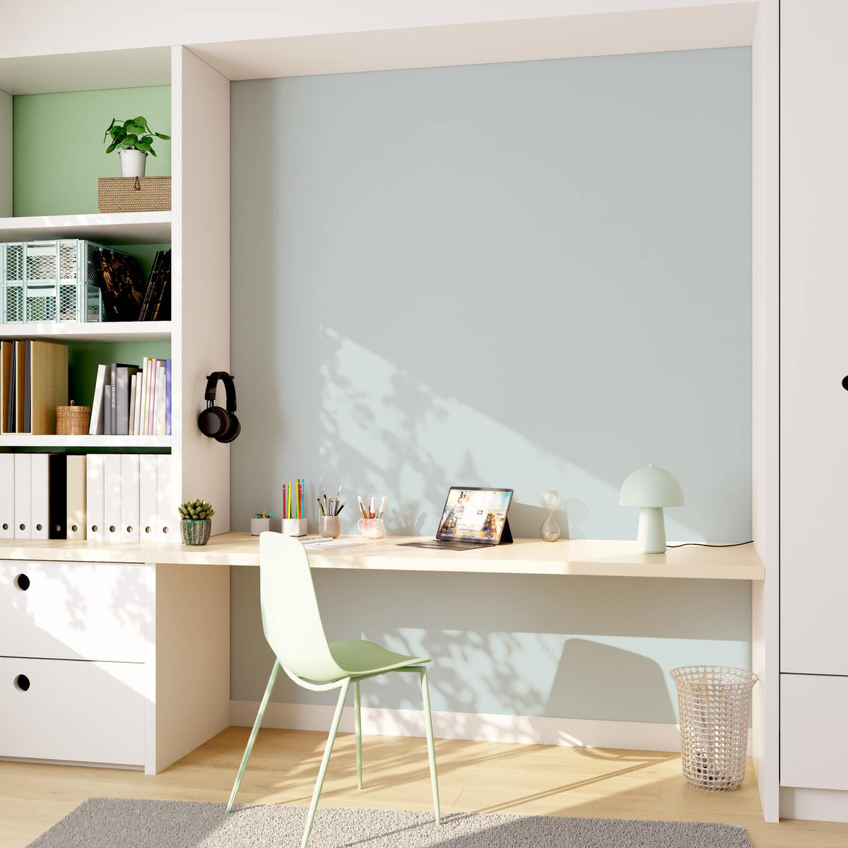 4MURS Papier peint intissé Opal Vert d'eau Lisse