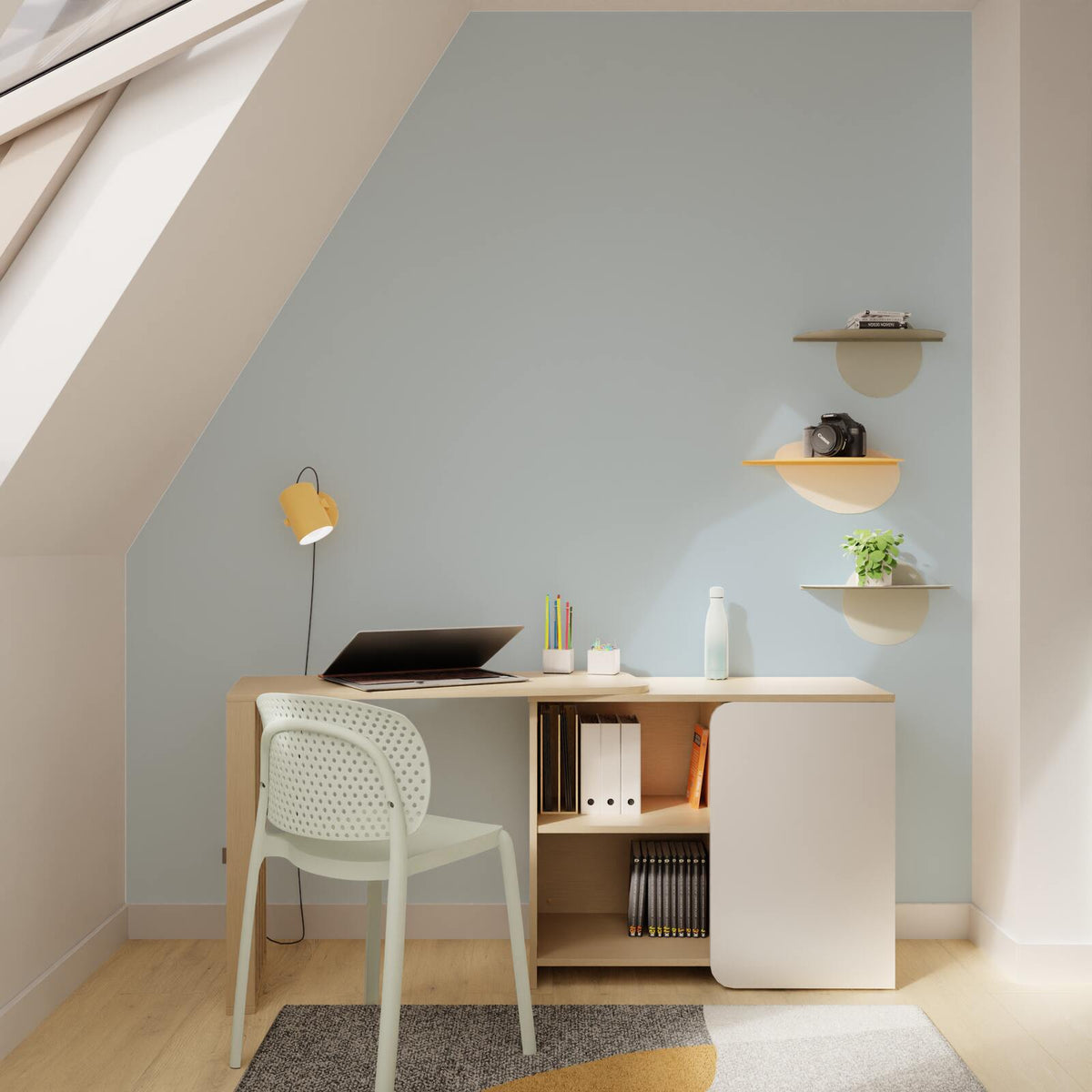 4MURS Papier peint intissé Opal Bleu glacier Lisse