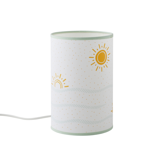 Lampe de chevet SOLEA blanc, ocre, bleu doux 24 x 16 cm