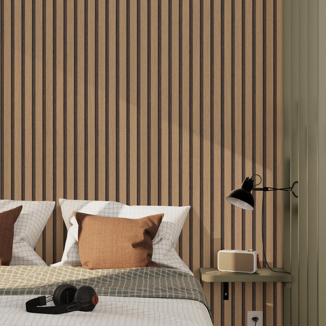 Papier peint intissé TASSEAUX coloris bois clair