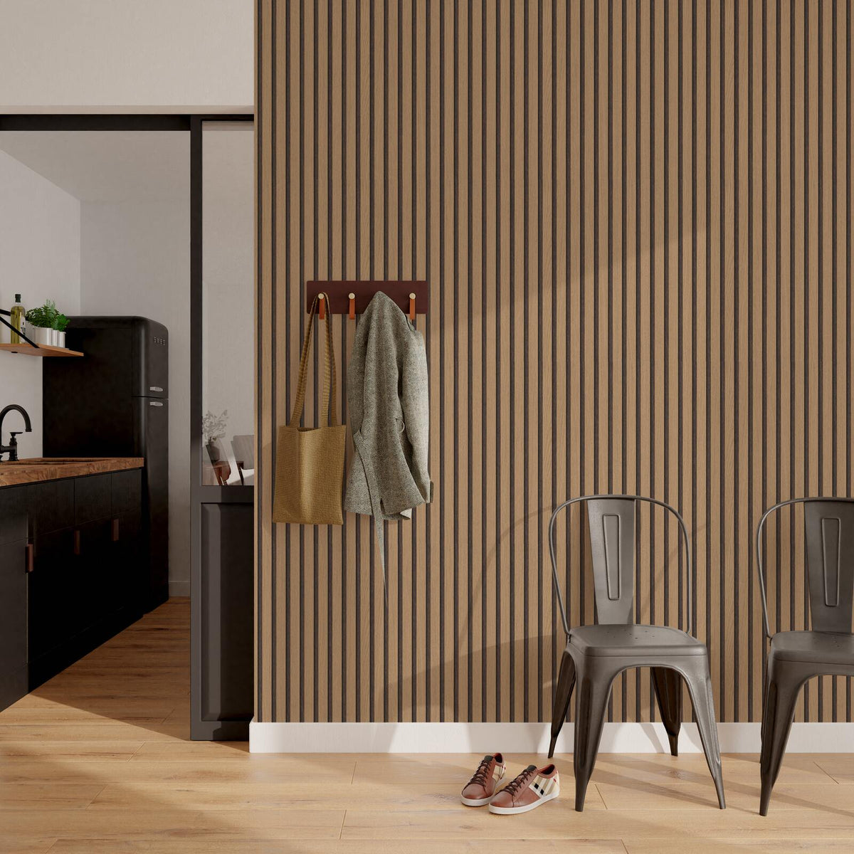 Papier peint intissé Tasseaux Bois clair