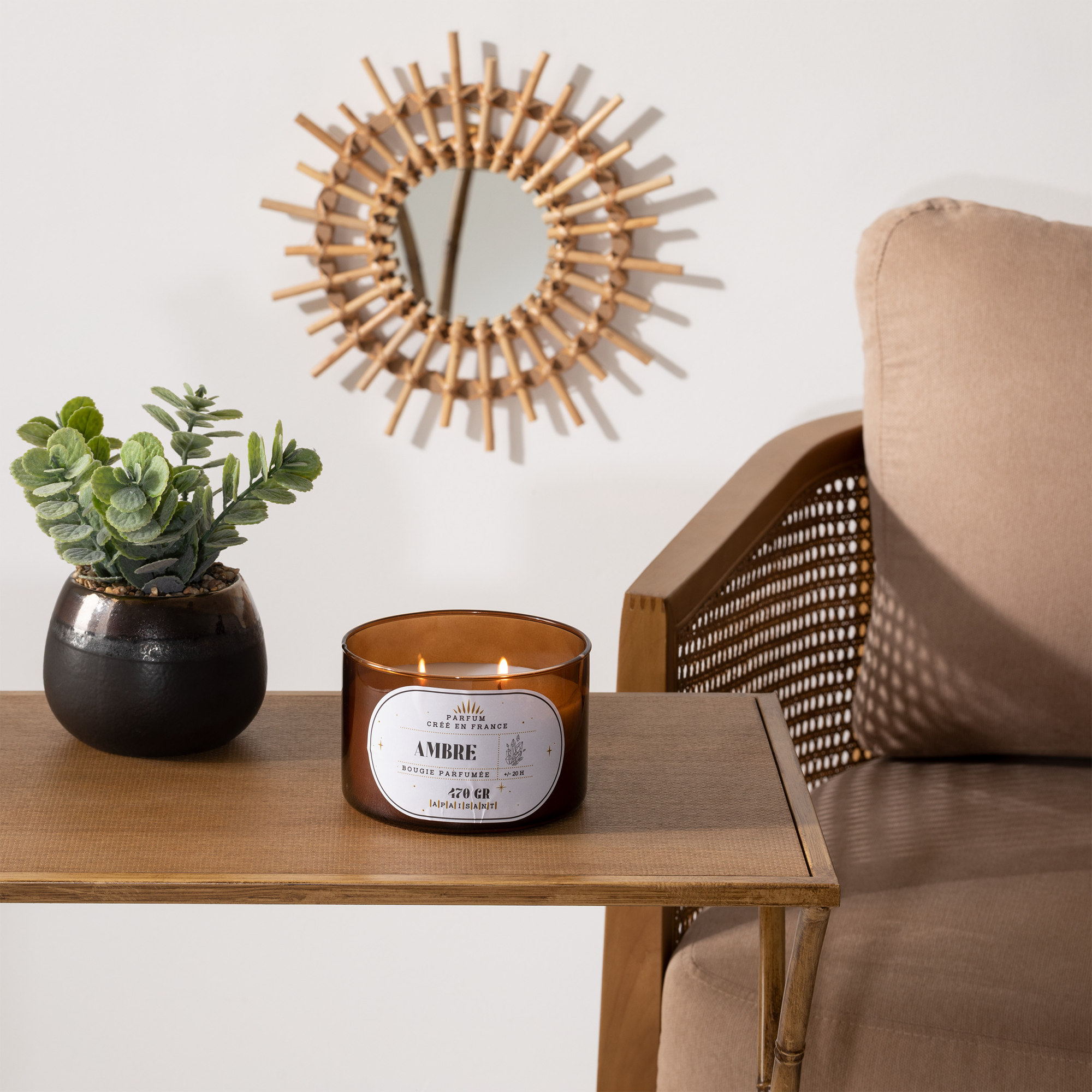 Bougie parfumée Sélini Brun Ambre 230G