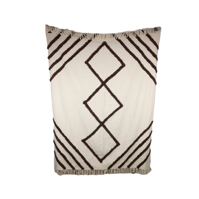 Plaid coton Rattan Blanc cassé/marron