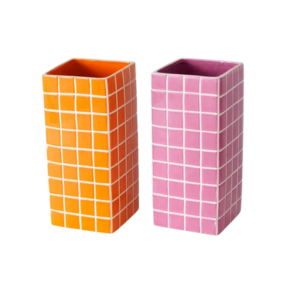 Vase Cubo Orange/rose