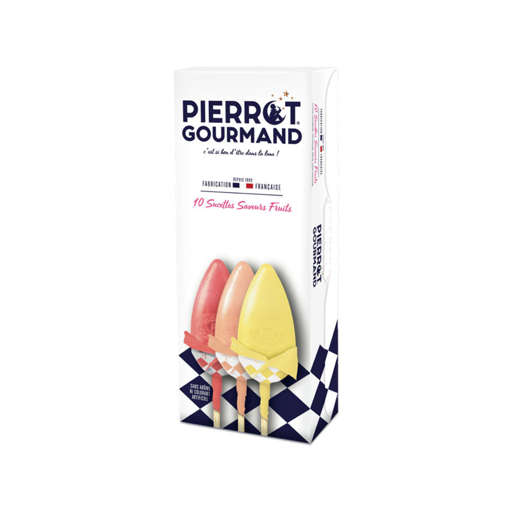 PIERROT GOURMAND Confiserie Étui sucettes fruits 130G
