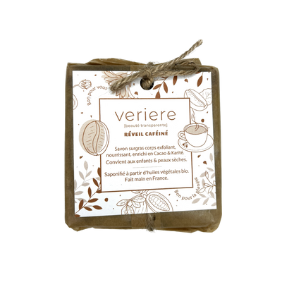 VERIERE Savon Réveil cafeiné Blanc Cacao, karité 100G
