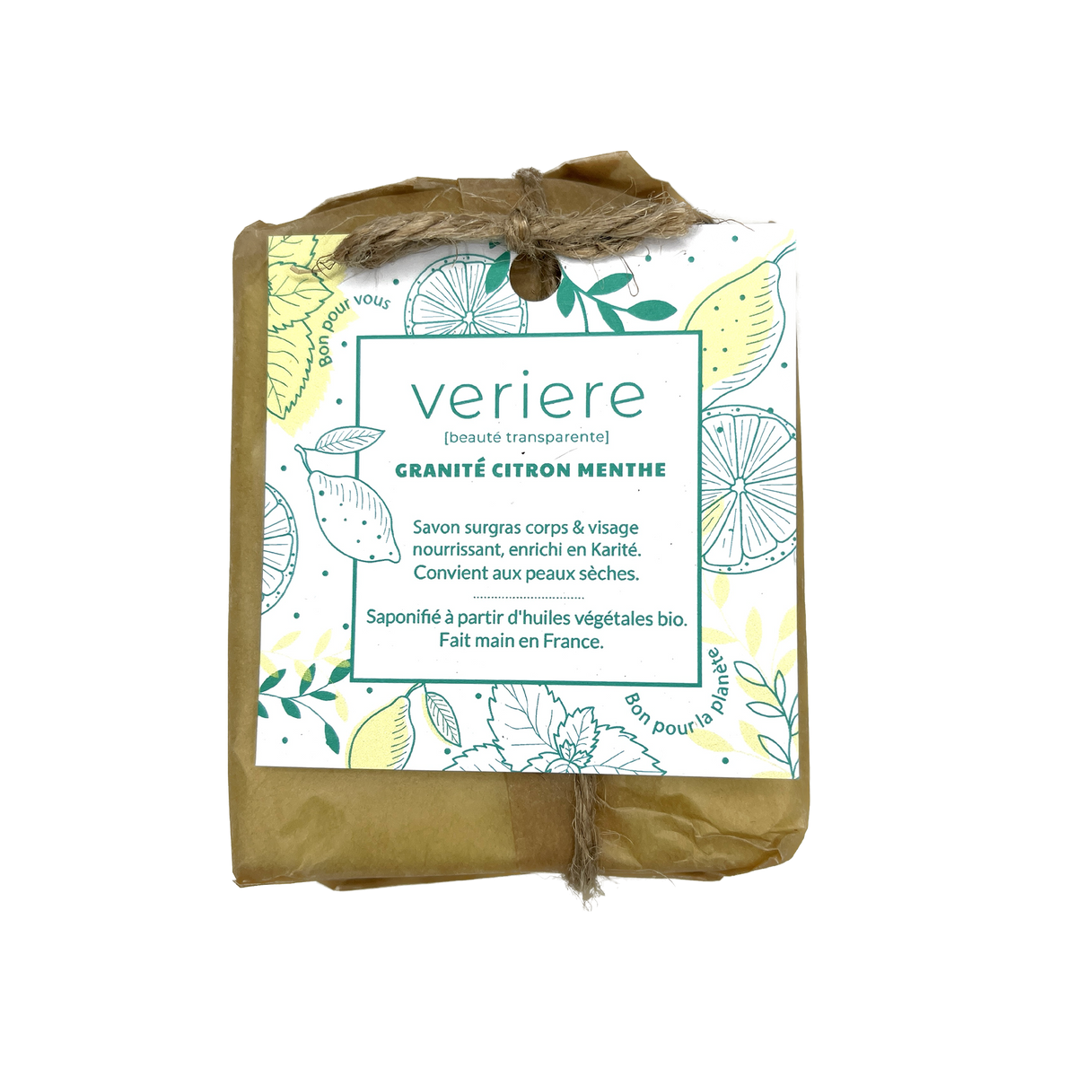 VERIERE Savon Granité citron menthe Blanc Citron, menthe 100G